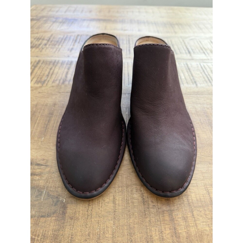 New Clarks Spiced Isla‎ Maroon Leather Block Heel Mules Size 10M Cushion - Picture 2 of 9